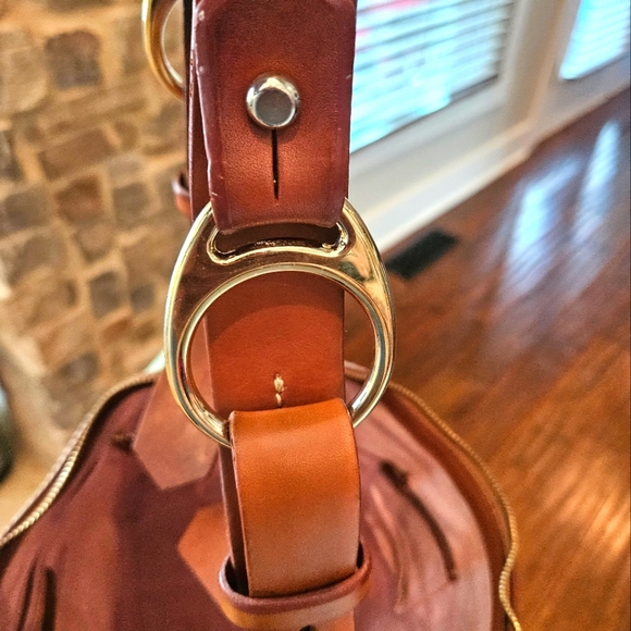 Y2K DOONEY & BOURKE Green Pink White Monogram Logo Shoulderbag w Leather Strap - Picture 15 of 17